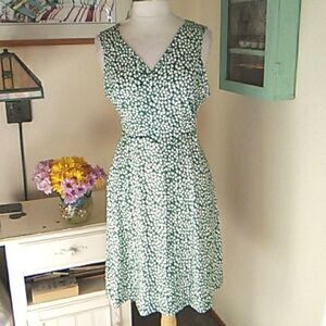 Sheilay Green and White Wrap Front Dress